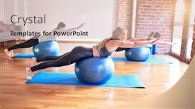  Presentation with gym ball - PPT layouts consisting of young-beautiful-group-of-sportswomen background and a lemonade colored foreground