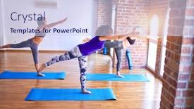  Presentation with warrior - Beautiful PPT theme featuring young-beautiful-group-of-sportswomen backdrop and a sky blue colored foreground