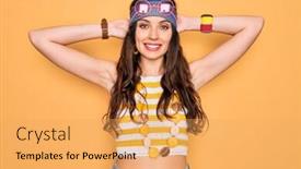  Presentation with hippie - Amazing slide set having young-beautiful-hippie-woman backdrop and a yellow colored foreground