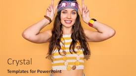  Presentation with hippie - Presentation theme consisting of young-beautiful-hippie-woman background and a yellow colored foreground