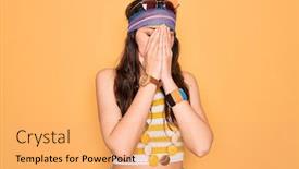  Presentation with hippie - Colorful presentation enhanced with young-beautiful-hippie-woman backdrop and a yellow colored foreground