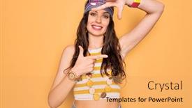  Presentation with hippie - PPT theme enhanced with young-beautiful-hippie-woman background and a yellow colored foreground