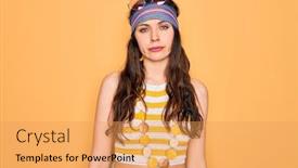  Presentation with blue eyes - Audience pleasing theme consisting of young-beautiful-hippie-woman backdrop and a yellow colored foreground