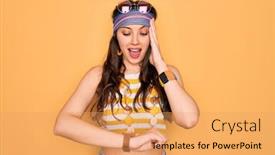  Presentation with hippie - Beautiful presentation featuring young-beautiful-hippie-woman backdrop and a yellow colored foreground