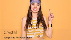  Presentation with hippie - Audience pleasing presentation design consisting of young-beautiful-hippie-woman backdrop and a yellow colored foreground