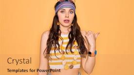  Presentation with hippie - Slides having young-beautiful-hippie-woman background and a yellow colored foreground