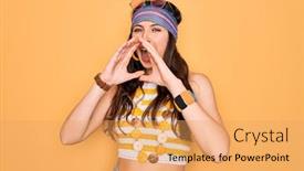  Presentation with hippie - Slides with young-beautiful-hippie-woman background and a yellow colored foreground