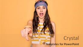 Presentation with hippie - Slide set consisting of young-beautiful-hippie-woman background and a yellow colored foreground