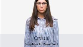  Presentation with simple business - Slides with young beautiful hispanic business woman with serious expression on face simple and natural looking at the camera background and a light blue colored foreground