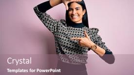  Presentation with business pink - PPT layouts having young-beautiful-hispanic-business-woman background and a coral colored foreground