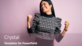  Presentation with pink business - Cool new PPT theme with young-beautiful-hispanic-business-woman backdrop and a violet colored foreground