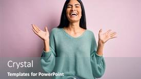  Presentation with green fashion - Beautiful presentation theme featuring young-beautiful-hispanic-fashion-woman backdrop and a seafoam green colored foreground