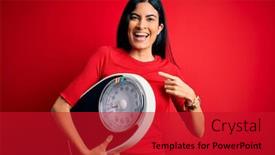  Presentation with beautiful hispanic woman - Cool new slide deck with young-beautiful-hispanic-fitness-woman backdrop and a crimson colored foreground
