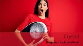  Presentation with weight - Presentation theme enhanced with young-beautiful-hispanic-fitness-woman background and a crimson colored foreground