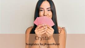  Presentation with puffing - Presentation theme enhanced with young-beautiful-hispanic-girl-covering background and a coral colored foreground