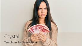  Presentation with israel - Cool new presentation with young-beautiful-hispanic-girl-holding backdrop and a soft green colored foreground
