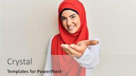 Presentation with islamic - PPT theme having young-beautiful-hispanic-girl-wearing background and a light gray colored foreground