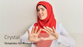  Presentation with panic - Theme featuring young-beautiful-hispanic-girl-wearing background and a soft green colored foreground