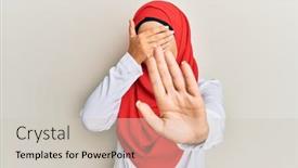  Presentation with islamic - Presentation theme having young-beautiful-hispanic-girl-wearing background and a soft green colored foreground