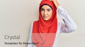  Presentation with islamic - Presentation design enhanced with young-beautiful-hispanic-girl-wearing background and a light gray colored foreground