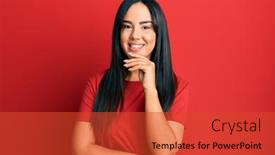  Presentation with beautiful young girl red - Amazing presentation theme having young-beautiful-hispanic-girl-wearing backdrop and a red colored foreground