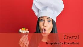  Presentation with pastry chef - Presentation having young-beautiful-hispanic-girl-wearing background and a red colored foreground