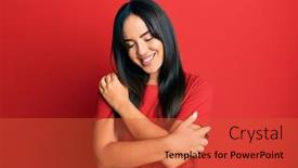  Presentation with beautiful young girl red - Cool new presentation with young-beautiful-hispanic-girl-wearing backdrop and a red colored foreground