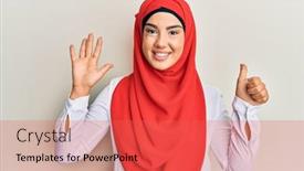 Presentation with islamic - Presentation design featuring young-beautiful-hispanic-girl-wearing background and a red colored foreground