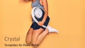  Presentation with sporty - Slides enhanced with young-beautiful-hispanic-sportswoman-wearing background and a yellow colored foreground