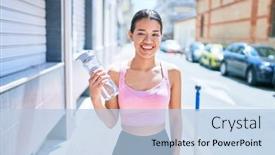  Presentation with fresh water - Slides featuring young-beautiful-hispanic-sporty-woman background and a light blue colored foreground