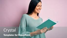  Presentation with confident young hispanic woman - Audience pleasing theme consisting of young-beautiful-hispanic-student-woman backdrop and a seafoam green colored foreground