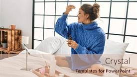  Presentation with lotion - Presentation design featuring young-beautiful-hispanic-woman-applying background and a lemonade colored foreground