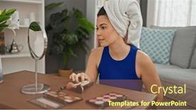  Presentation with beautiful hispanic woman - PPT theme enhanced with young-beautiful-hispanic-woman-applying and a  colored foreground