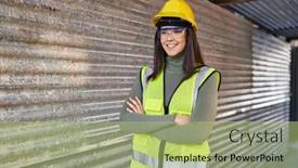 Presentation with confident young hispanic woman - Theme featuring young-beautiful-hispanic-woman-architect background and a mint green colored foreground