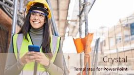  Presentation with confident young hispanic woman - Slides consisting of young-beautiful-hispanic-woman-architect background and a soft green colored foreground