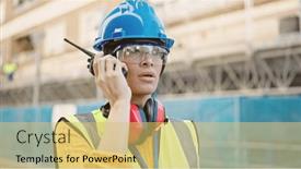  Presentation with beautiful hispanic woman - PPT theme having young-beautiful-hispanic-woman-architect background and a yellow colored foreground