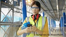  Presentation with beautiful hispanic woman - Presentation consisting of young-beautiful-hispanic-woman-architect background and a yellow colored foreground