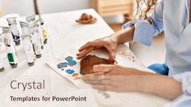  Presentation with beautiful hispanic woman - Presentation theme having young-beautiful-hispanic-woman-artist background and a lemonade colored foreground