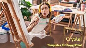  Presentation with music singing - Presentation theme having young-beautiful-hispanic-woman-artist background and a tawny brown colored foreground