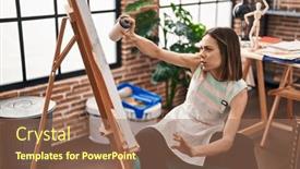  Presentation with spray - Presentation having young-beautiful-hispanic-woman-artist background and a coral colored foreground