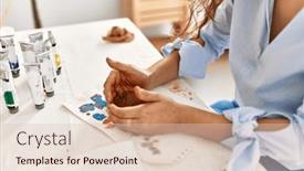  Presentation with ceramic - Presentation with young-beautiful-hispanic-woman-artist background and a  colored foreground