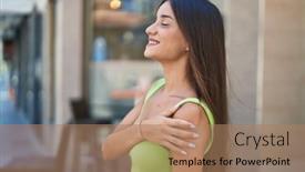  Presentation with breathing - PPT layouts enhanced with young-beautiful-hispanic-woman-breathing background and a coral colored foreground