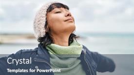  Presentation with breathing - Slide set with young-beautiful-hispanic-woman-breathing background and a ocean colored foreground