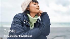  Presentation with breathing - PPT theme consisting of young-beautiful-hispanic-woman-breathing background and a ocean colored foreground