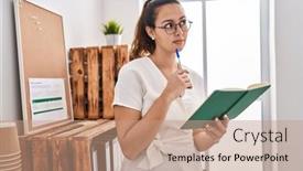  Presentation with beautiful hispanic woman - Slides consisting of young-beautiful-hispanic-woman-business background and a coral colored foreground