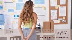  Presentation with corkboard - Presentation theme consisting of young-beautiful-hispanic-woman-business background and a coral colored foreground