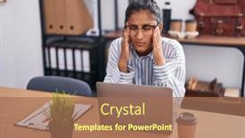  Presentation with beautiful hispanic woman - Theme having young-beautiful-hispanic-woman-business background and a  colored foreground