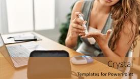  Presentation with beautiful hispanic woman - Slide set having young-beautiful-hispanic-woman-business background and a gold colored foreground