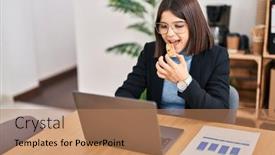  Presentation with energy bar - Presentation theme enhanced with young-beautiful-hispanic-woman-business background and a coral colored foreground