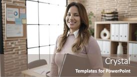  Presentation with binder - Slides enhanced with young-beautiful-hispanic-woman-business background and a gray colored foreground